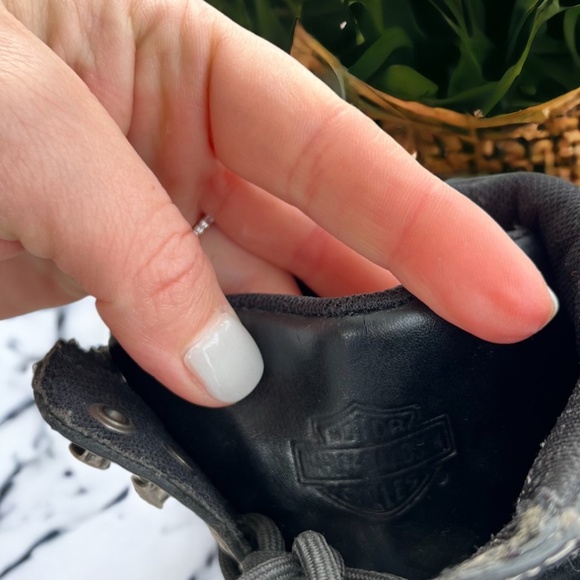 Harley Davidson Women's Black Leather Motorcycle Tessa Boots Size 6 Lace Up Zip - Picture 7 of 16